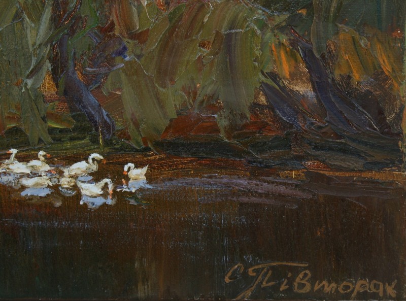 Direct from Artist: Original Oil Painting "Autumn Landscape with Geese" 2018 gallery