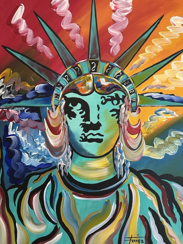 Diez Delta Head Original Abstract Statue of Liberty Acrylic Painting 30x40 2007 gallery