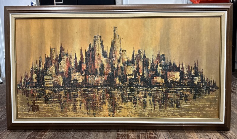 Brittini Studios Gold Skyline Large Painting Art by Windsor Art Products 1960’s