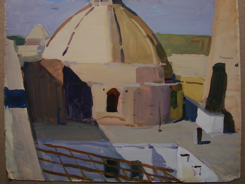 Ukrainian Soviet tempera Painting mosque impressionism Samarkand gallery