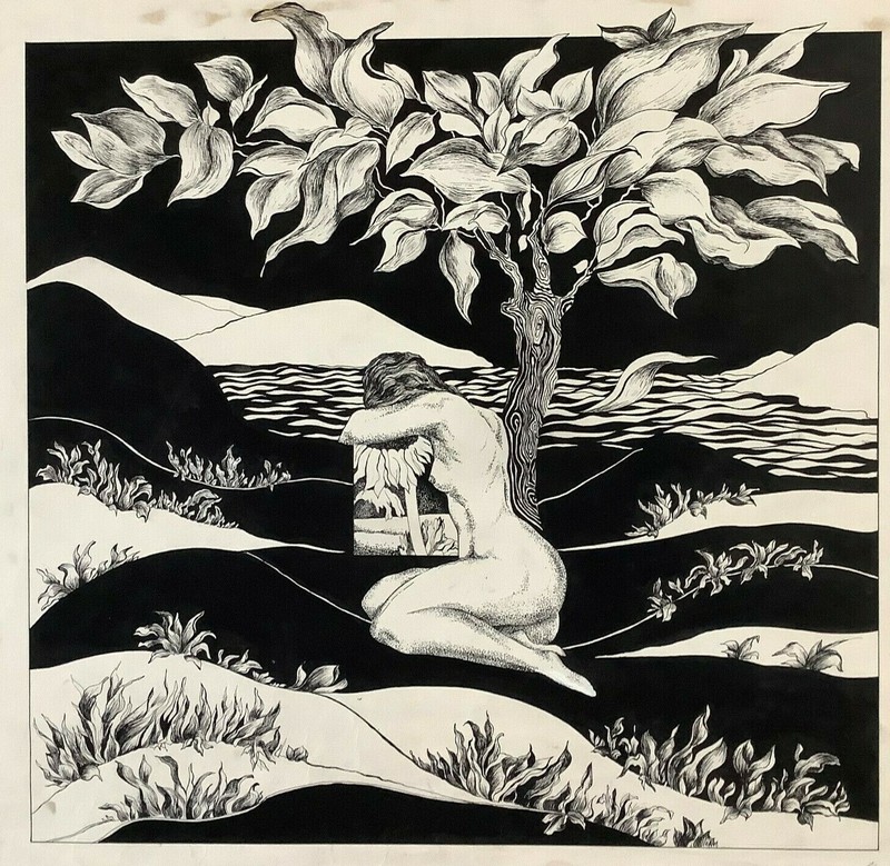 Maggie Hollands. Untitled, ca 1972. Original art. Ink on cardboard. gallery