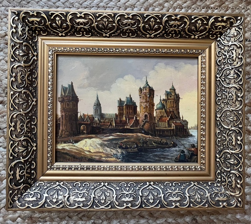 A A Orlinski Oil Painting Medieval Seaside Castle Poland