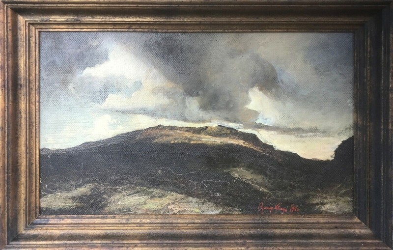 Harry Kluge (1879-1963): CLOUDS ABOVE MOUNTAIN TOP, original oil painting, 1960