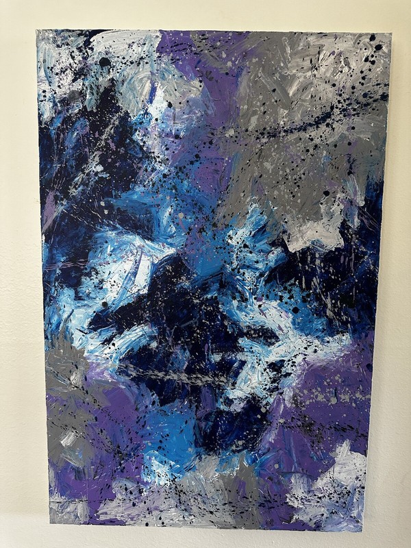 24×36 inch «Johnny Davis Abstract Acrylic on Canvas Painting – Original Artwork»