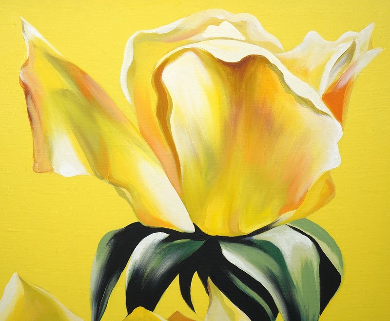 Orginal Lowell Nesbitt 'Two Roses' Painting with Gallery Label gallery
