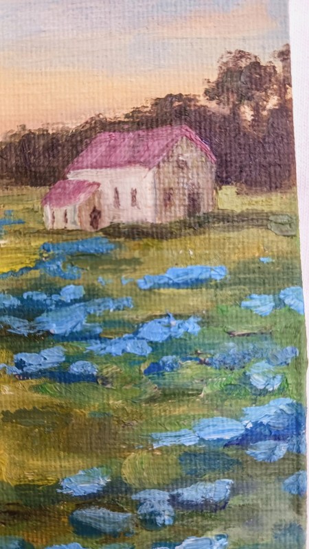 ORIGINAL Oil Painting Impressionism Bluebonnets Country Field Art 4" x 6" gallery
