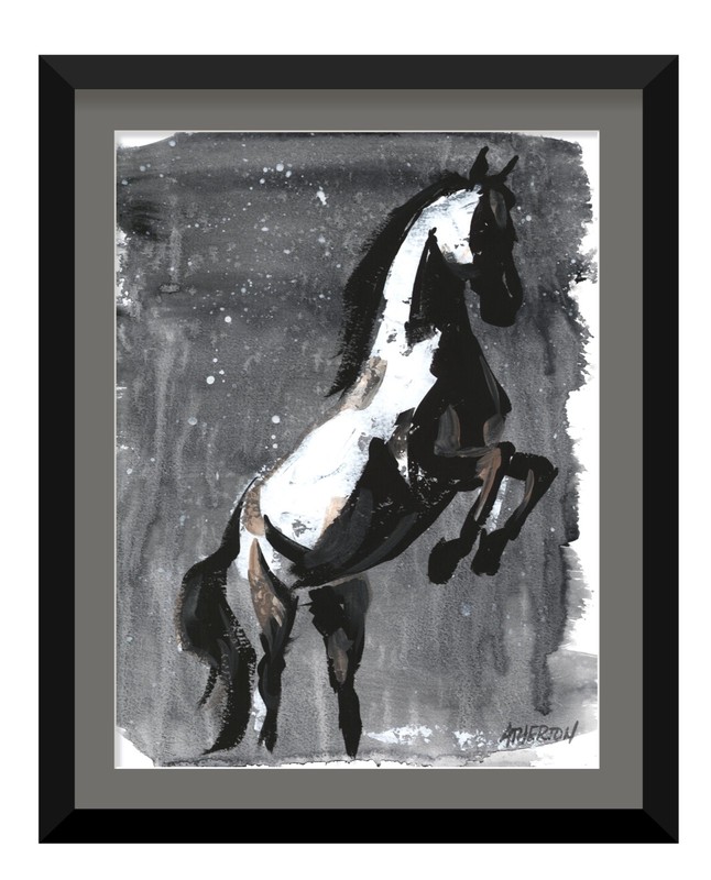 9×12 Original Rearing Horse Painting Night Stallion Acrylic Western Art by Jim