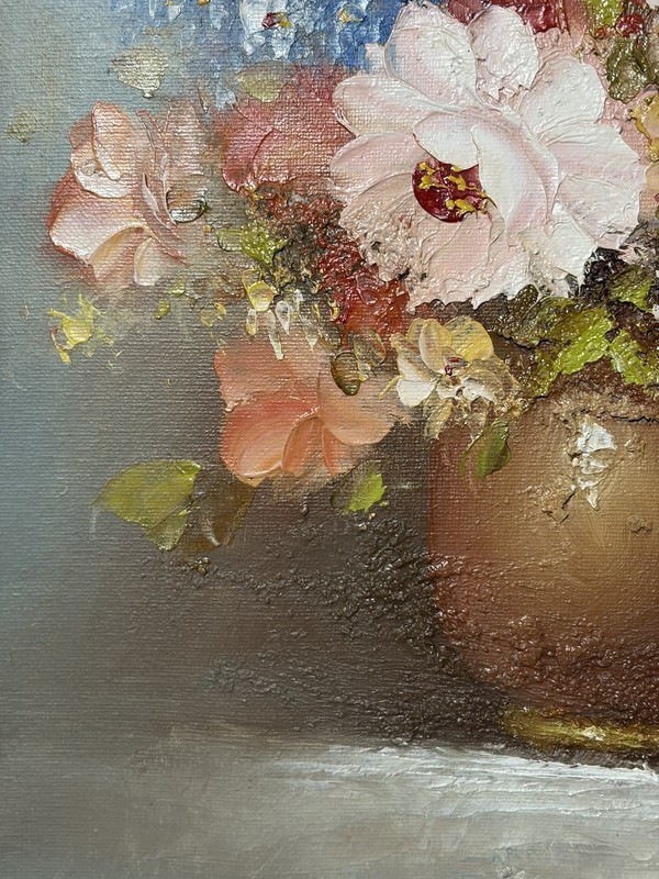Gorgeous Original Still Life Flower Bouquet Art Painting. Signed, Framed 16x12 * gallery