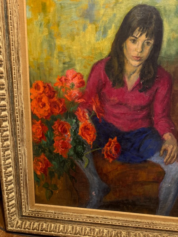 Exceptional Large Original Oil Painting “Full Bloom” Susan Kahn (b. 1924) Signed gallery