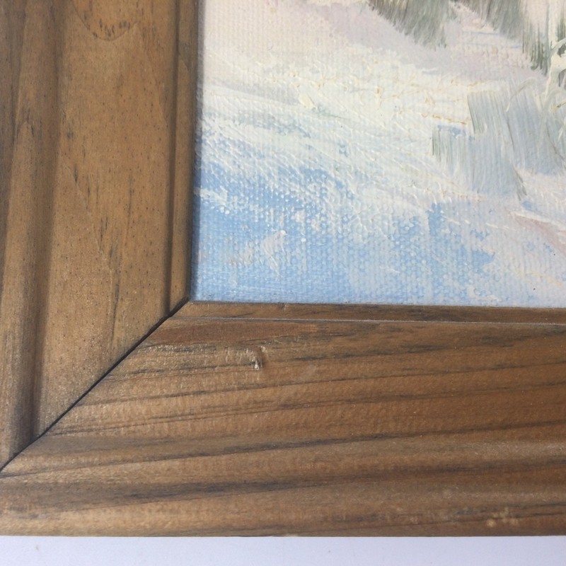 Vintage Oil Painting Ocean Sea Beach Nautical Wooden Frame Signed gallery