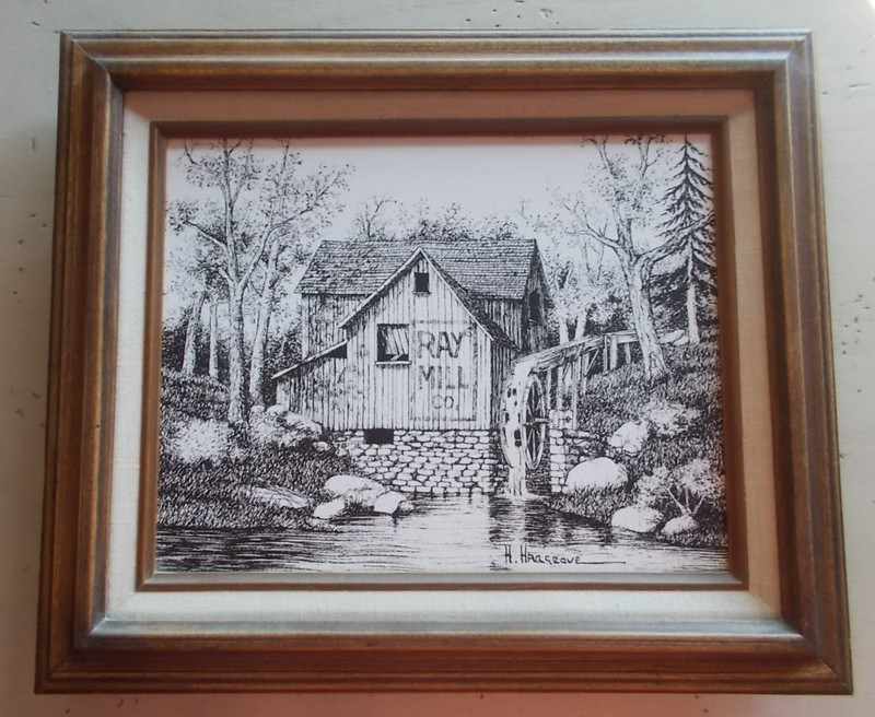 10″ x 8″ Wood Framed Artistic Impressions H Hargrove Ray Mill Co Oil Painting D