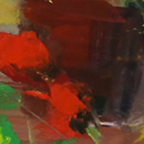 PINK AND RED GERANIUM Flowers Oil painting UKRAINE DEMENKO NATALIA 8X10 gallery