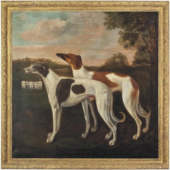 Hand painted Old Master-Art Antique Oil painting Animal dog on canvas 30X30″