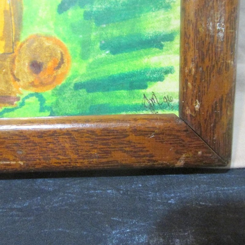 Ink & Mixed Media (?) Picture Mrs. Mouse in Window, Signed JM '96 Framed gallery