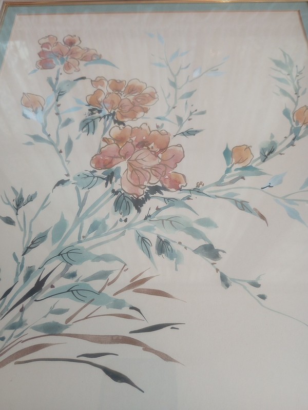 Vintage Framed Matted Wall Hand Painted Oriental Watercolor Art Kavita Singh gallery
