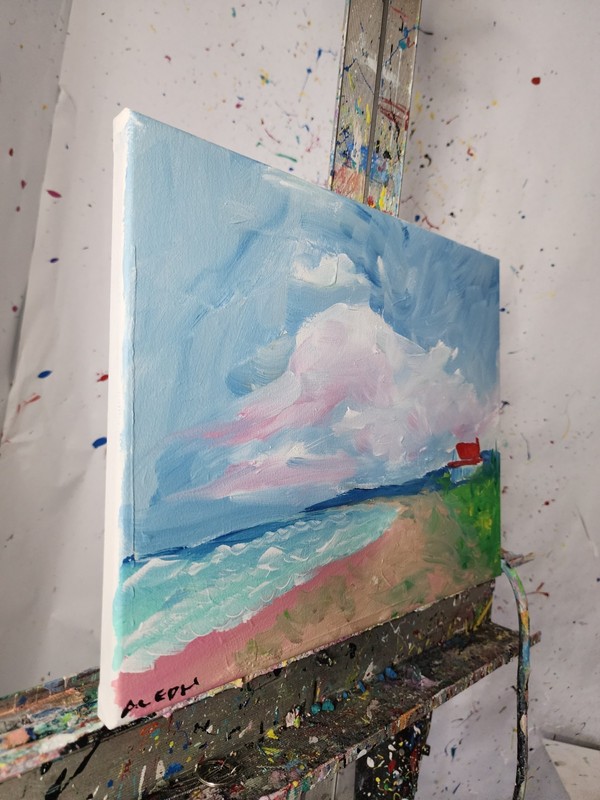 Original Abstract Painting Canvas Neo Expressionist Seascape Art Decor 11x14 gallery