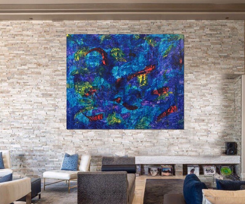 Jackson Pollock style￼￼ Canvas painting￼ 72” X 60”Abstract,Modern,XL,5ftX6ft gallery