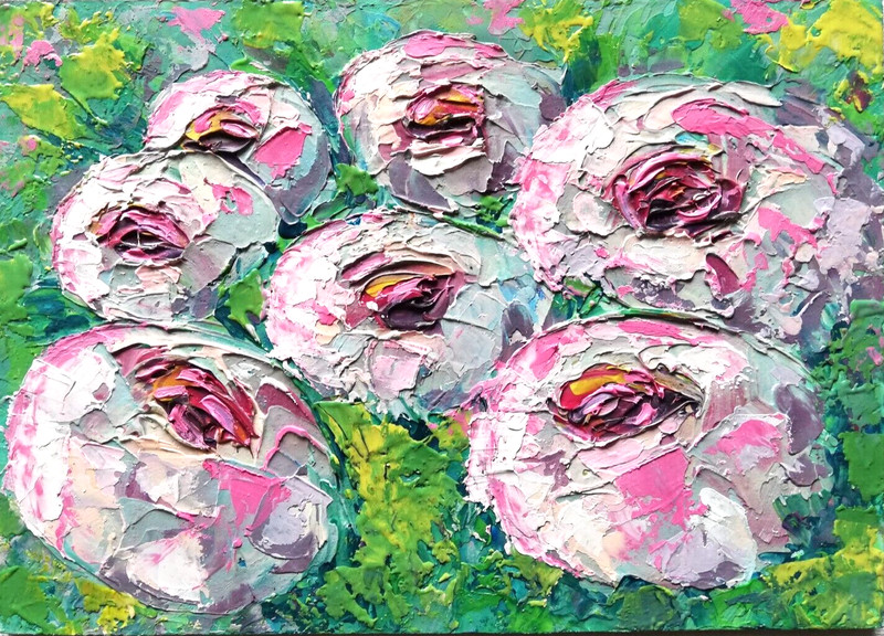 Rose Oil Painting. Flowers Oil Painting Original. No Frame. 15х21 cm