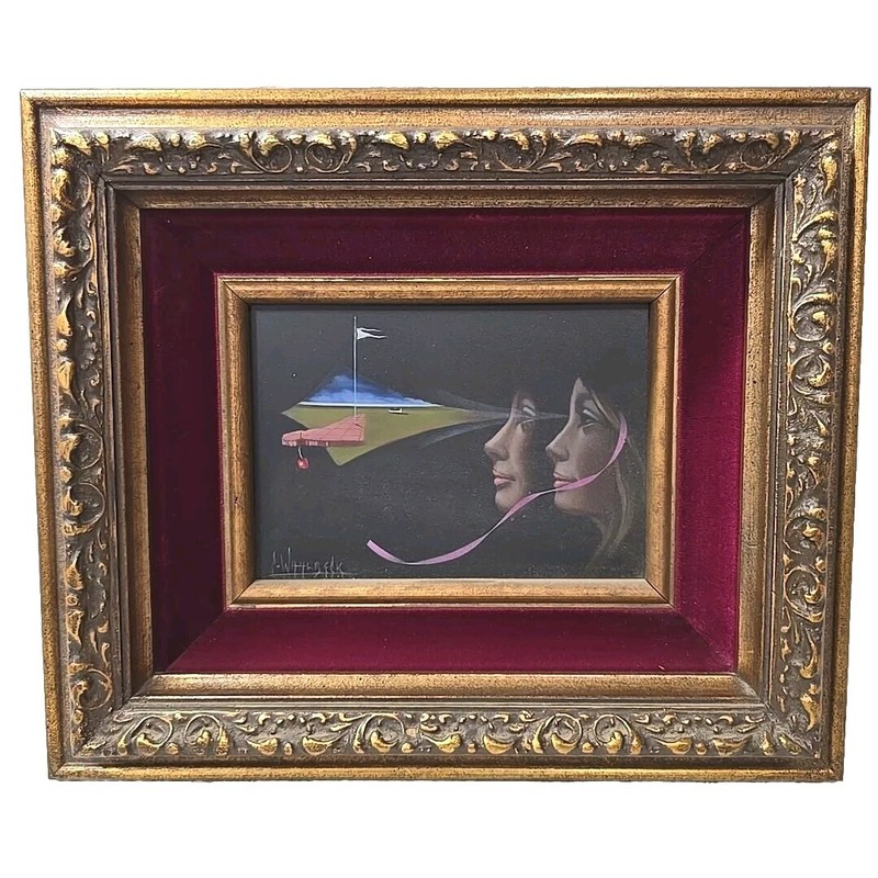 Carlo Wahlbeck Oil Copper Mans First Painting Surreal Symbolist Woman Portrait