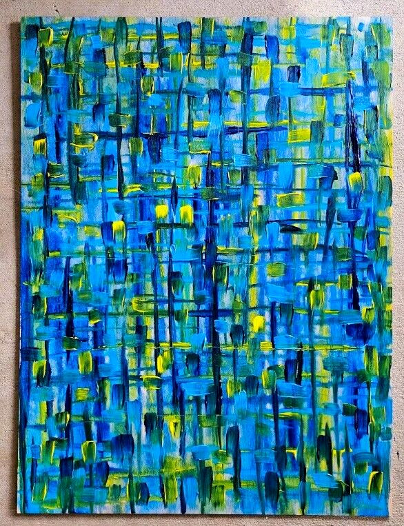 Mikol Merlin Signed Original Abstract Painting MCM Mid_Century Modern Style Art