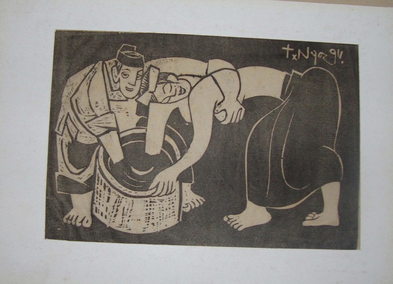 TungNgoc Catch fish game Bắt trạch Valentine 20x14cm Argentina born 1957 VUFA
