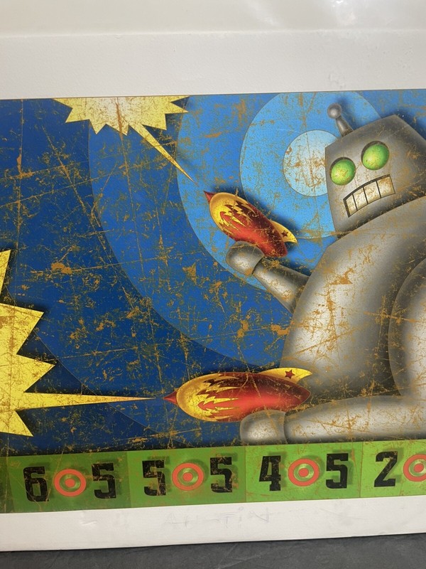 Geoffrey Aaron Harris Digital Painting Robot Signed 2/250 -Robot 19x13”