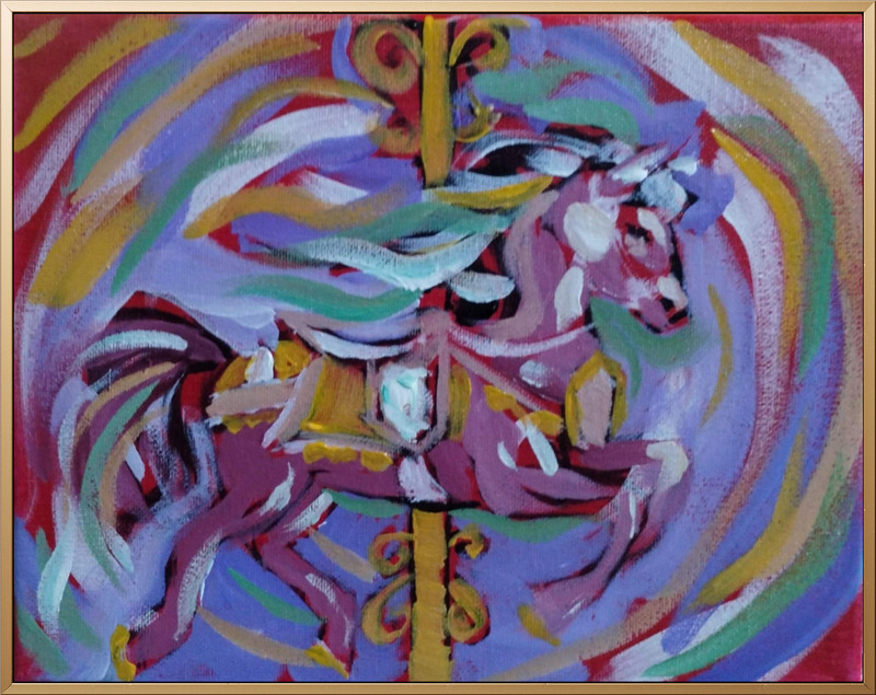 Expressionism Carousel Horse Original 8×10 Acrylic Painting Living Room