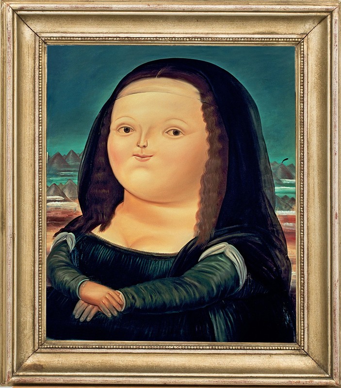 Hand Painted Oil Painting repro of Fernando Botero fat Mona Lisa On Canvas 20X24