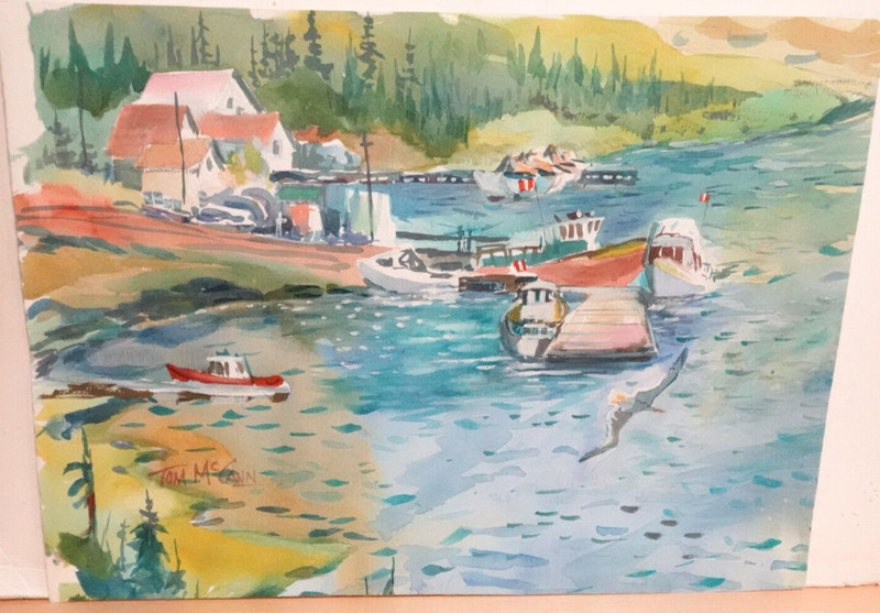 TOM MCCANN «PASSE-PARTOUT» ORIGINAL WATERCOLOR SEASCAPE PAINTING UNFRAMED