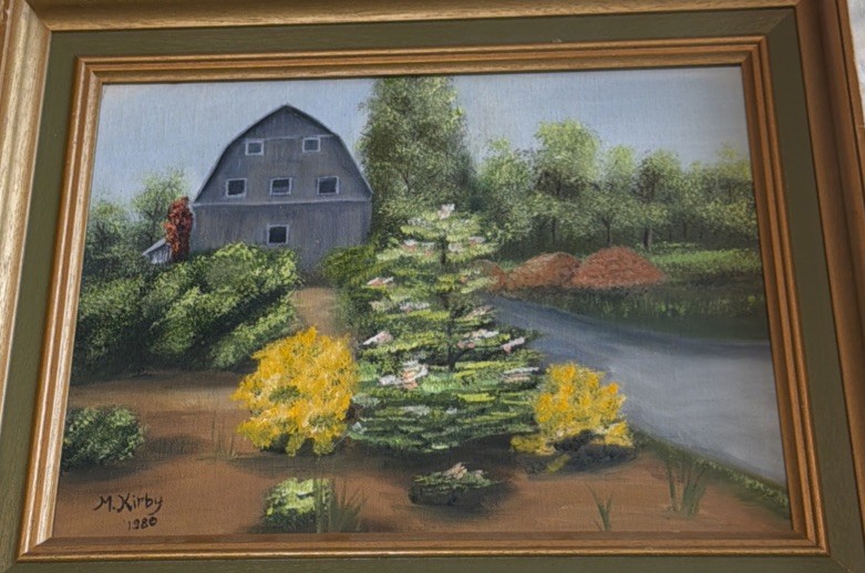 Vintage Framed Art Oil Painting. Barn Farm Scene Landscape. Signed. 15” x 12”. gallery