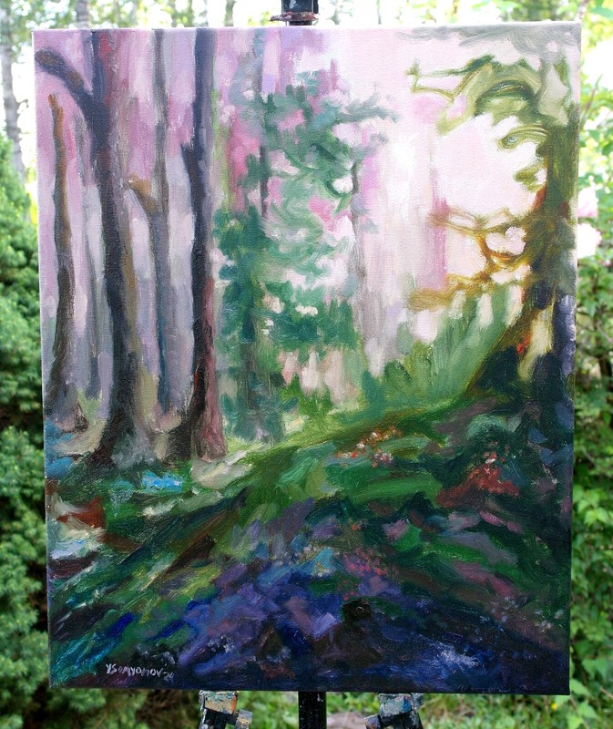 Abstract Old Forest #8 Original Oil Painting Canvas 16x20 Hand Painted YSArt gallery