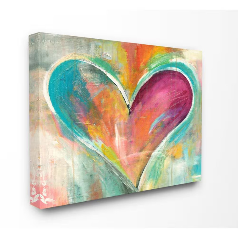 16 In. X 20 In.»Abstract Colorful Textural Heart Painting» by Artist Kami Lerner