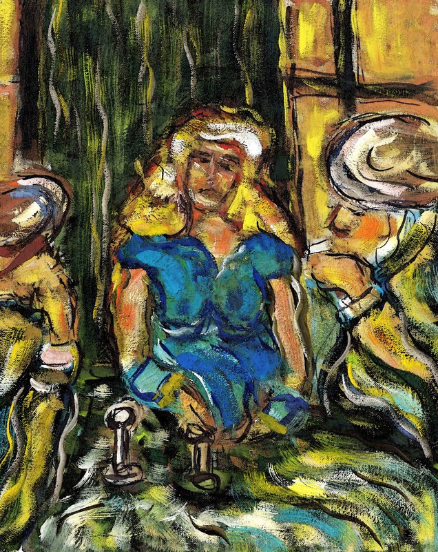 Wine And Patrons At The Bordello – Gouache – By F. DeTrolio – (Prints Available)