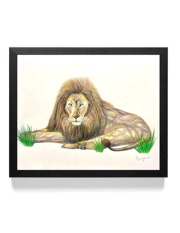 Guajardo Art: Lion 11X8.5 Paper Signed Art Original Contemporary Expressionism