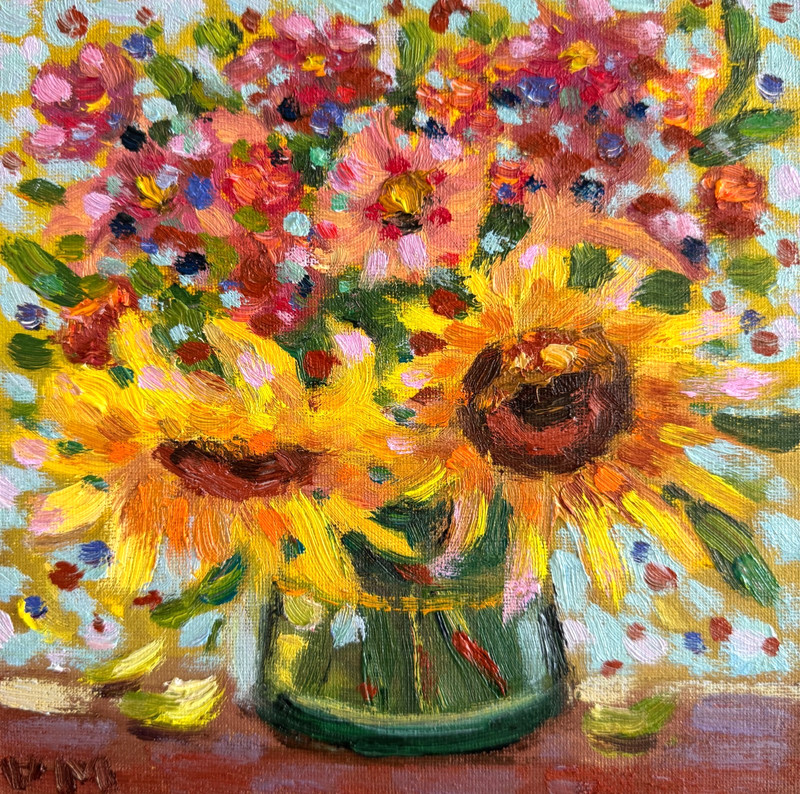 Modern Floral Oil Painting Original Abstract Canvas Flowers Wall Art Decor