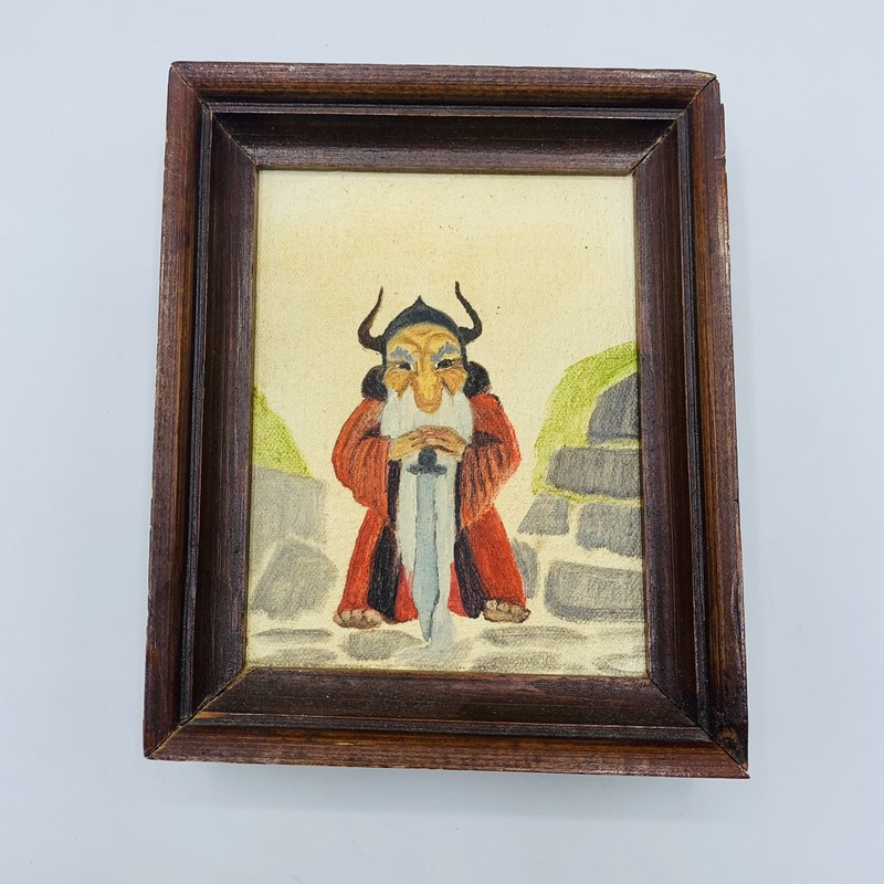 Oil Painted Dwarves Lot With Frames LOTR Fantasy D&D Gnome Pair gallery