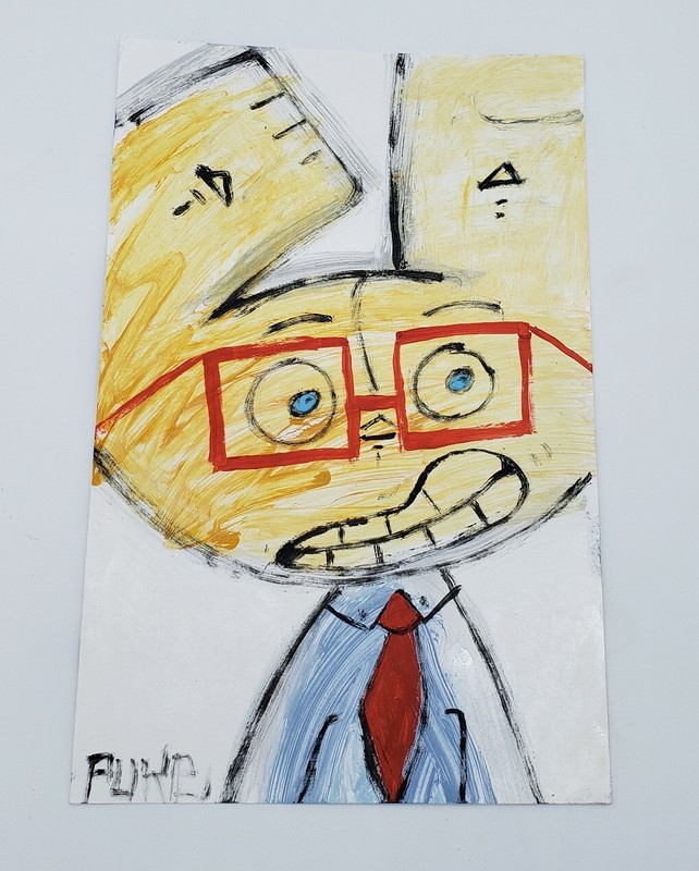 Colorful Graffiti Cat Acrylic Painting On Paper By NYC Graffiti Artist PUKE