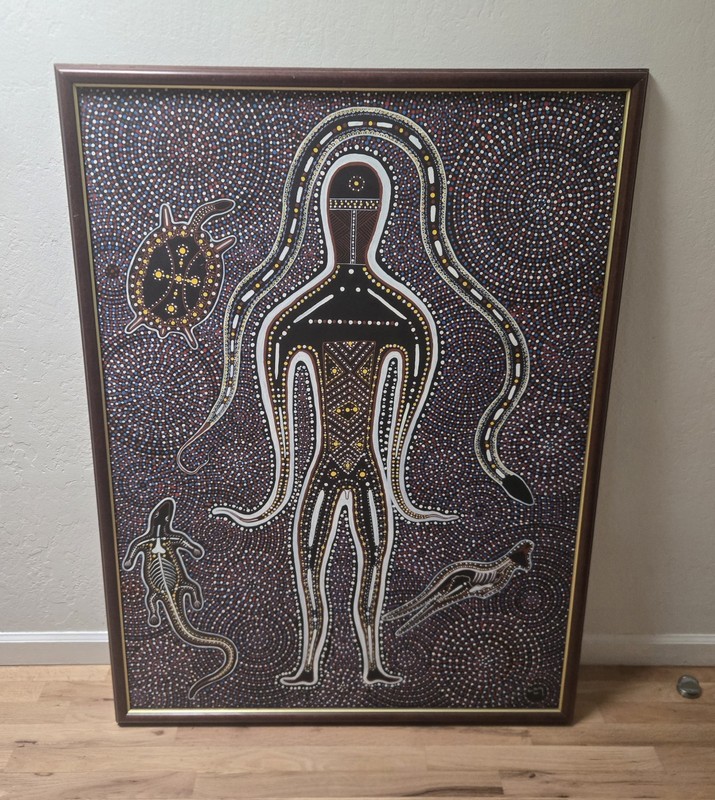 Aboriginal Dot Painting Contemporary Art TEX SKUTHORPE 50×37″ Large