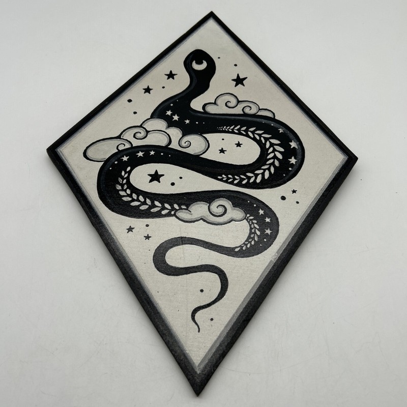 Five Oaks Studio Artist Signed Serpent Painting Wall Decoration Diamond Shape