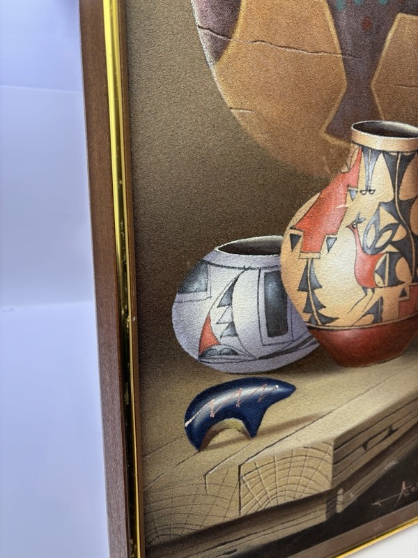 FOLIO SAND Artwork REALISM Signed MID CENTURY MODERN Picture 13x25” RIPPED gallery