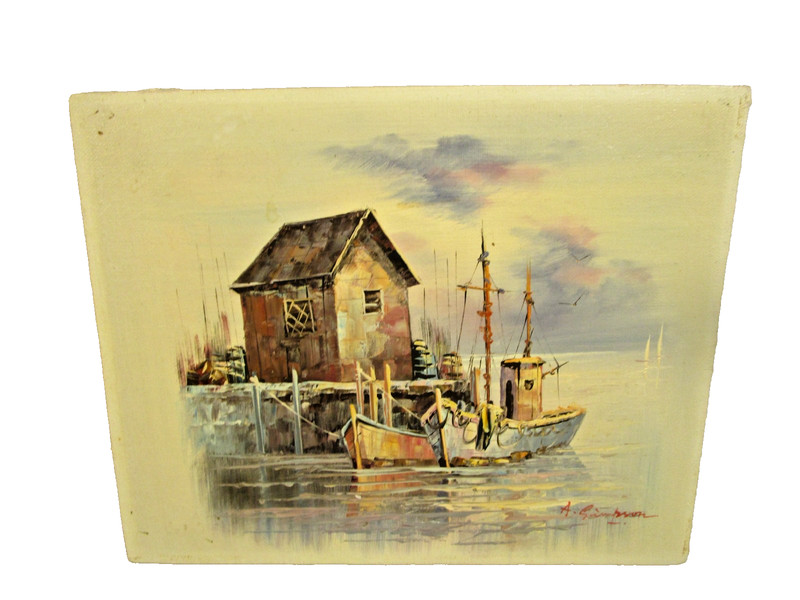 VINTAGE OIL PAINTING ON WOOD PANEL SIGNED