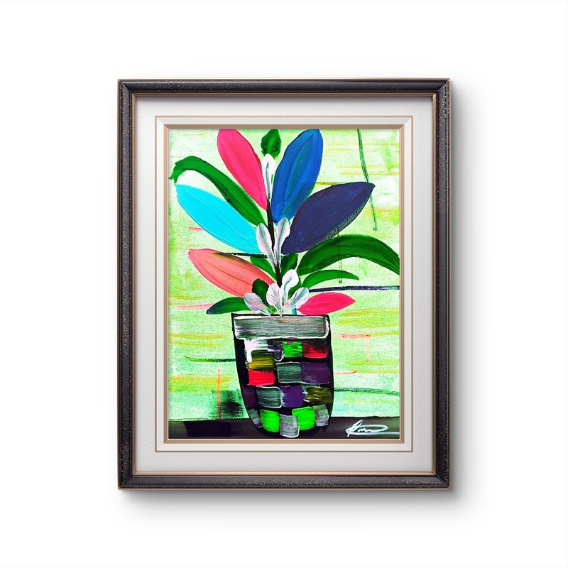 Original art 12 X 16 CANVAS Colorful Plant Modern Art Acrylic Painting