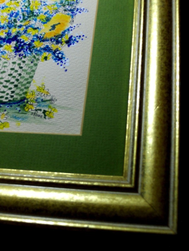 ORIGINAL Signed Rouse Bluebonnet Royal Bouquet Yellow TX Wild Flower Gouache Art gallery