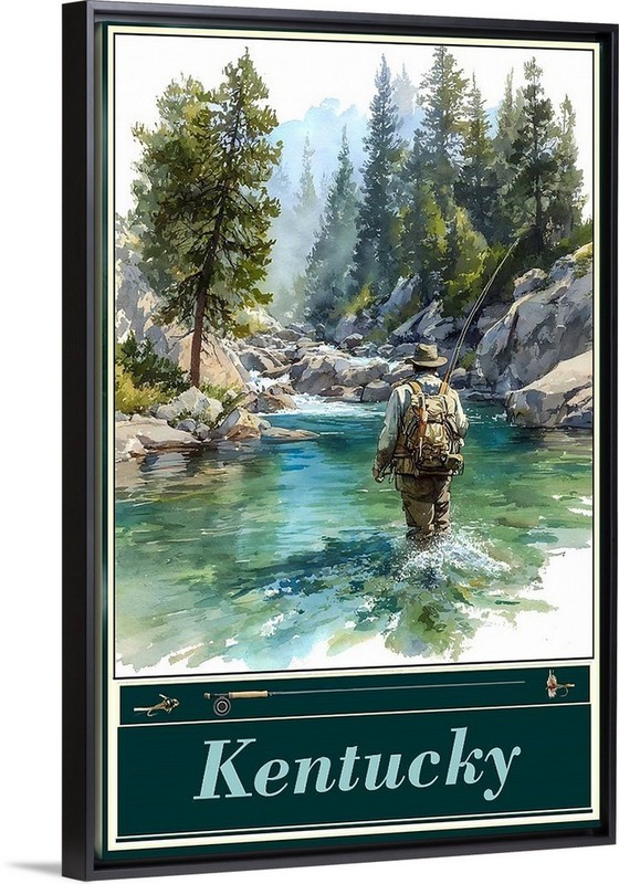 Fish Kentucky Fishing Travel Poster Prints Framed Or Canvas Rivers & Lakes