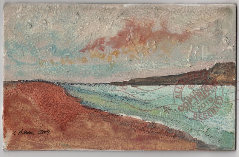 C Peterson ORIGINAL Fine ART oil PAINTING Sea Landscape w Clouds seascape beach gallery