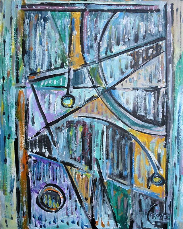 THE MAIN EVENT wood new 8x10 abstract signed original oil painting by Crowell