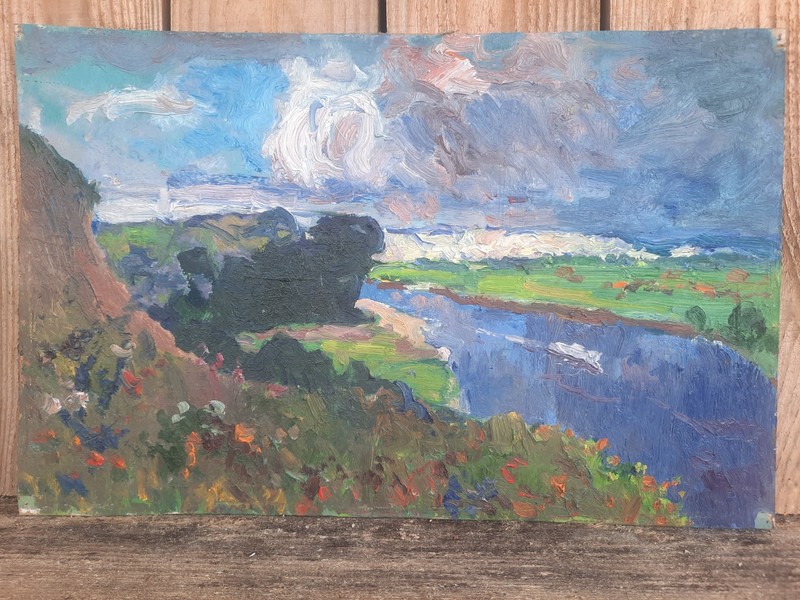 Ukrainian oil painting On the Desna River gallery