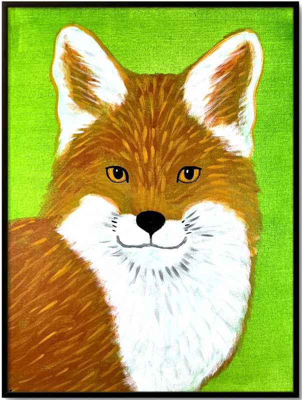Red Fox Painting, Woodland Wildlife Art 12×16