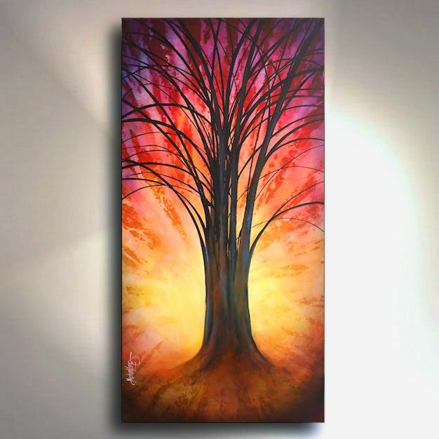 vertical landscape Tree of life movement depth red yellow life Michael Lang gallery