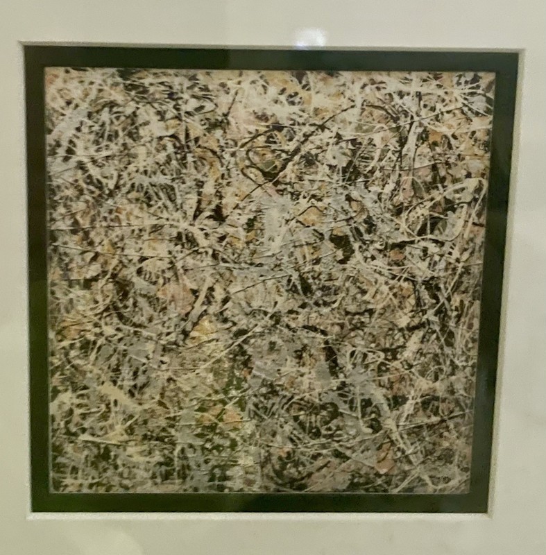 Original Abstract Jackson Pollock style framed and matted art decor painting